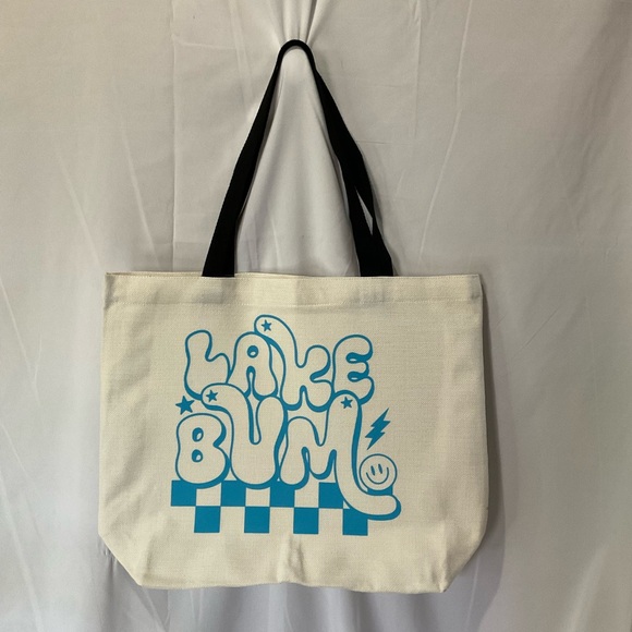 Handbags - Handmade Canvas Tote Bag, Lake Bum 15” X 18” X 5” NEW
